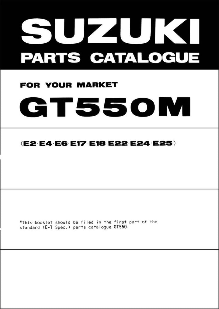 Suzuki GT550M Parts Catalogue, Buchcover