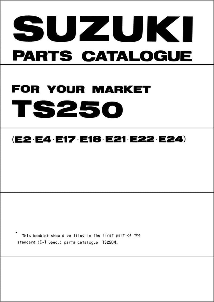 Suzuki TS250M Parts Catalogue, Buchcover