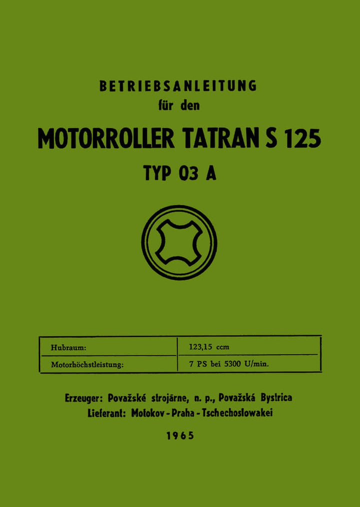 Tatran Typ S125 Typ 03 A Betriebsanleitung, Buchcover