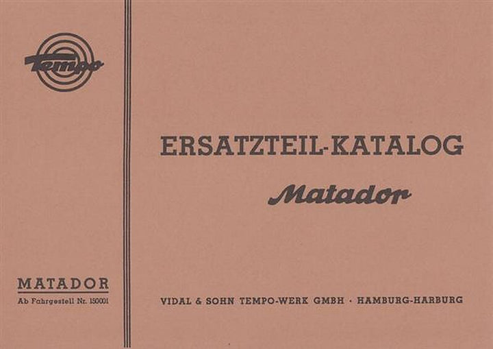 Tempo Matador, Ersatzteil-Katalog, Buchcover
