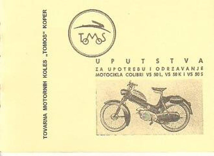 Tomos Colibri VS 50 L, VS 50 K, VS 50 S – Betriebsanleitung, Buchcover