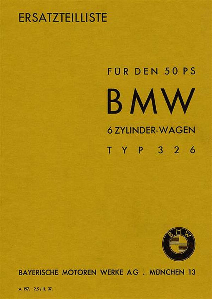 BMW Typ 326 Ersatzteilkatalog, Buchcover