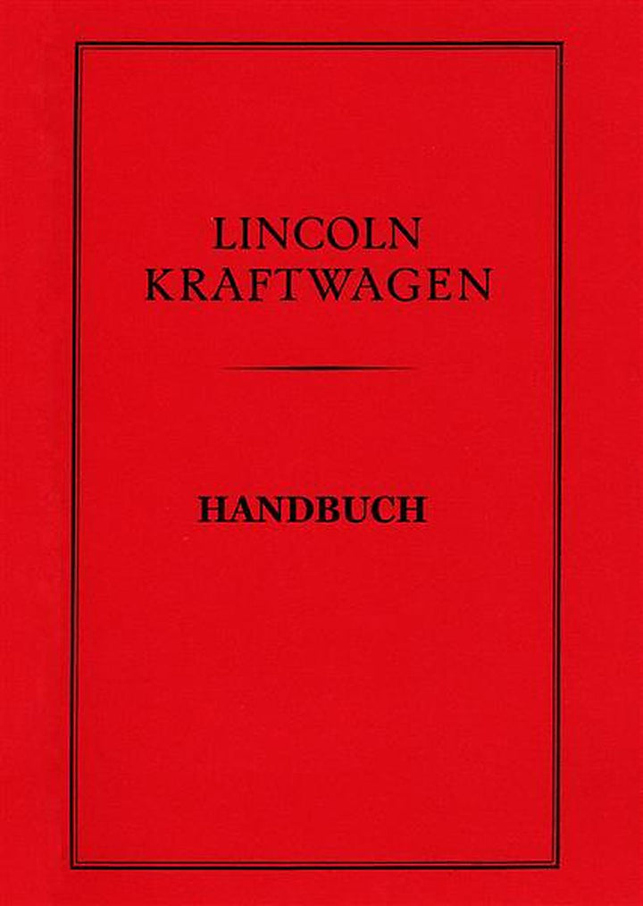 Lincoln V 8-Zylinder Betriebsanleitung, Buchcover