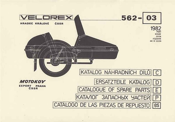 Velorex 562/03 Seitenwagen, Ersatzteile Katalog, Buchcover