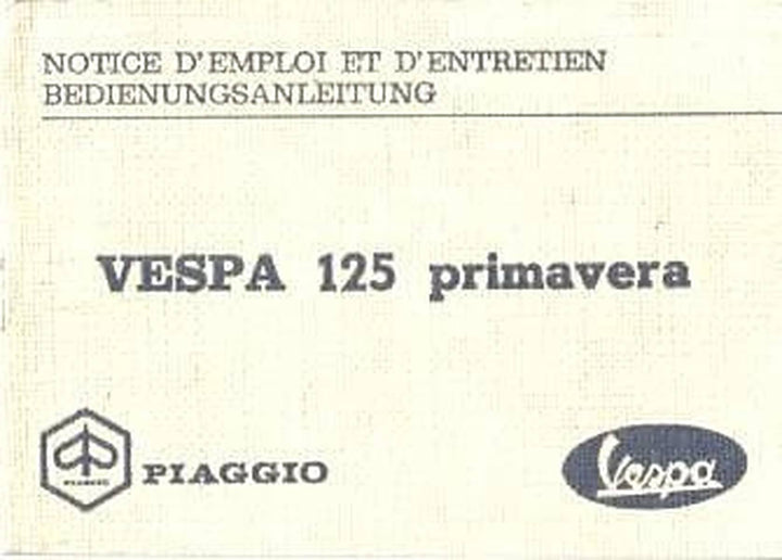 Vespa 125 Primavera, Betriebsanleitung, Buchcover