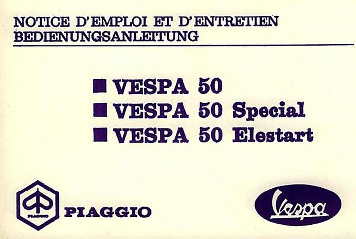 Vespa 50, 50 Spezial, 50 Elestart, Betriebsanleitung, Buchcover