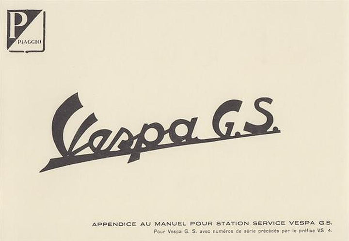 Piaggio Vespa GS, Appendice au manuel pour station service, Buchcover