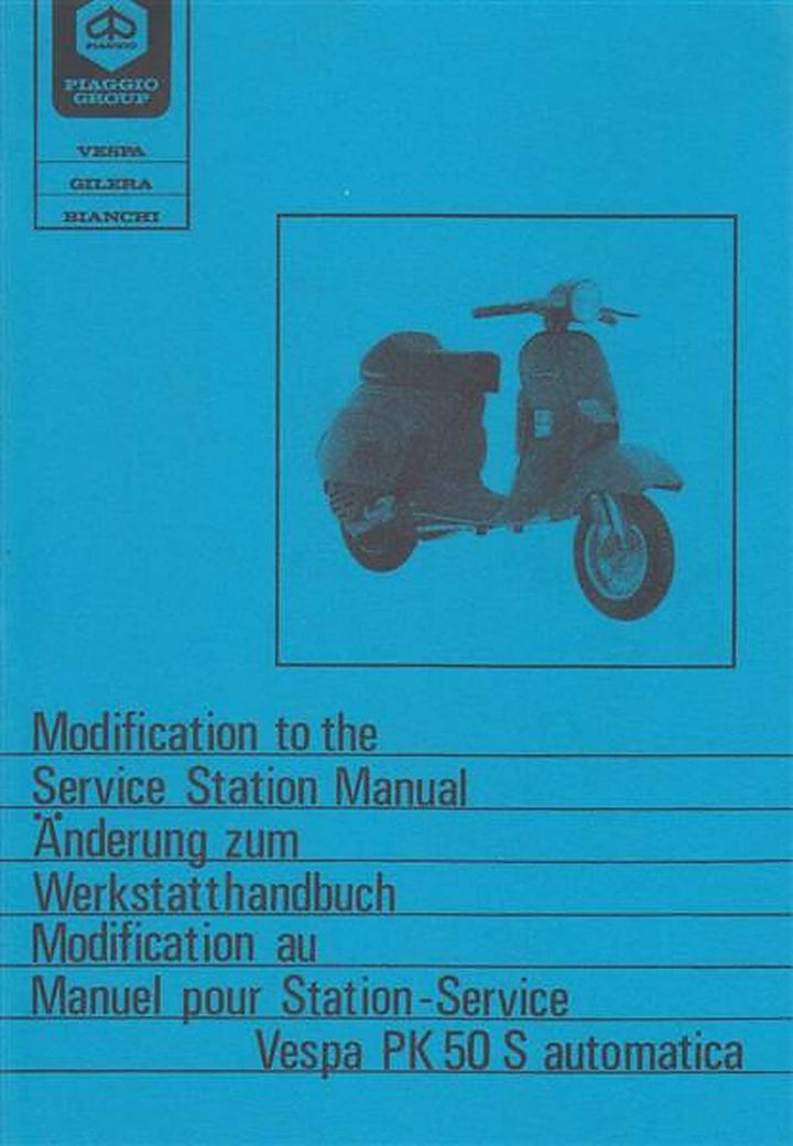 Piaggio Vespa PK 50 S Automatica, Änderung zum Werkstatthandbuch, Buchcover