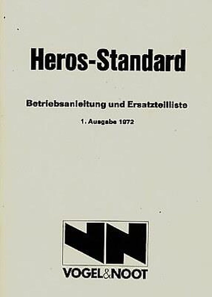 Vogel & Noot Heros-Standard Pflug für Traktor, Betriebsanleitung und Ersatzteilkatalog, Buchcover