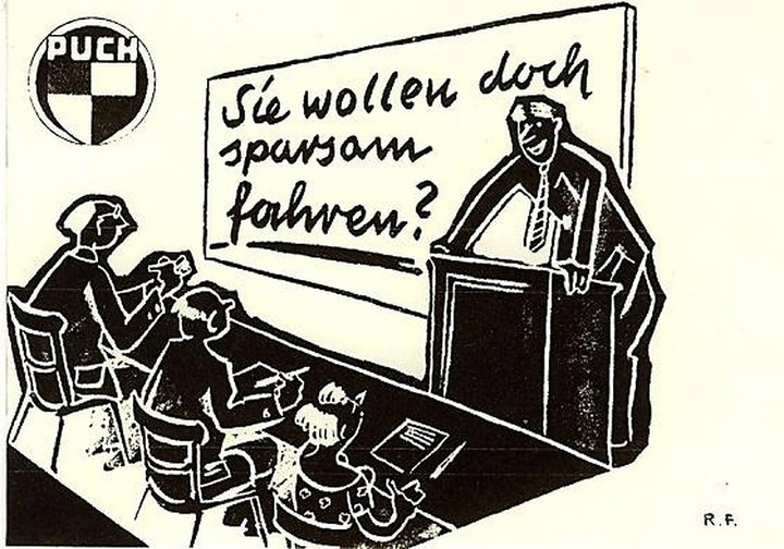 Puch "Sie wollen doch sparsam fahren", Titelseite