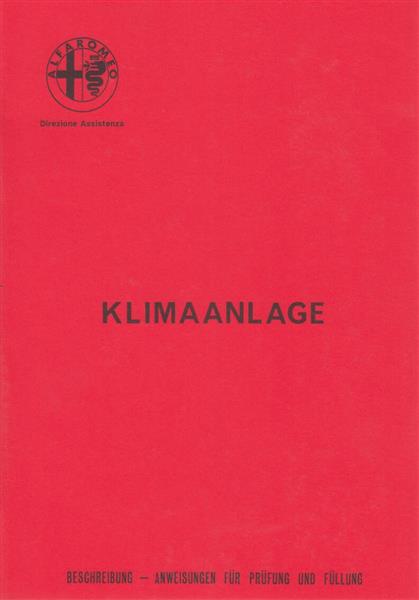 Alfa Romeo, Alfetta, GT, GT 1,6 , GTV 2000, Beschreibung Klimaanlage, Titelseite