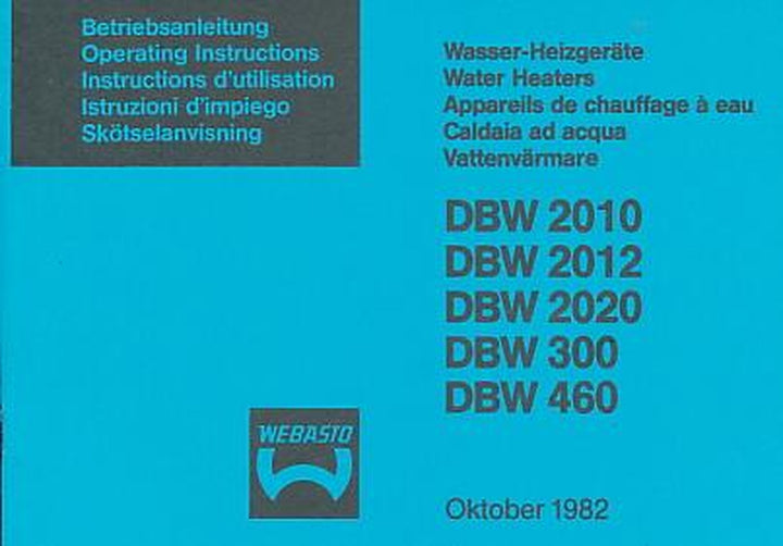 Webasto DWB 2010, DWB 2012, DWB 2020, DWB 300, DWB 460, Wasser-Heizgeräte, Betriebsanleitung, Titelseite