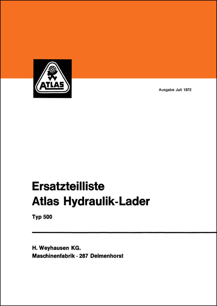 Atlas Hydraulik‑Lader Typ 500 Ersatzteilkatalog