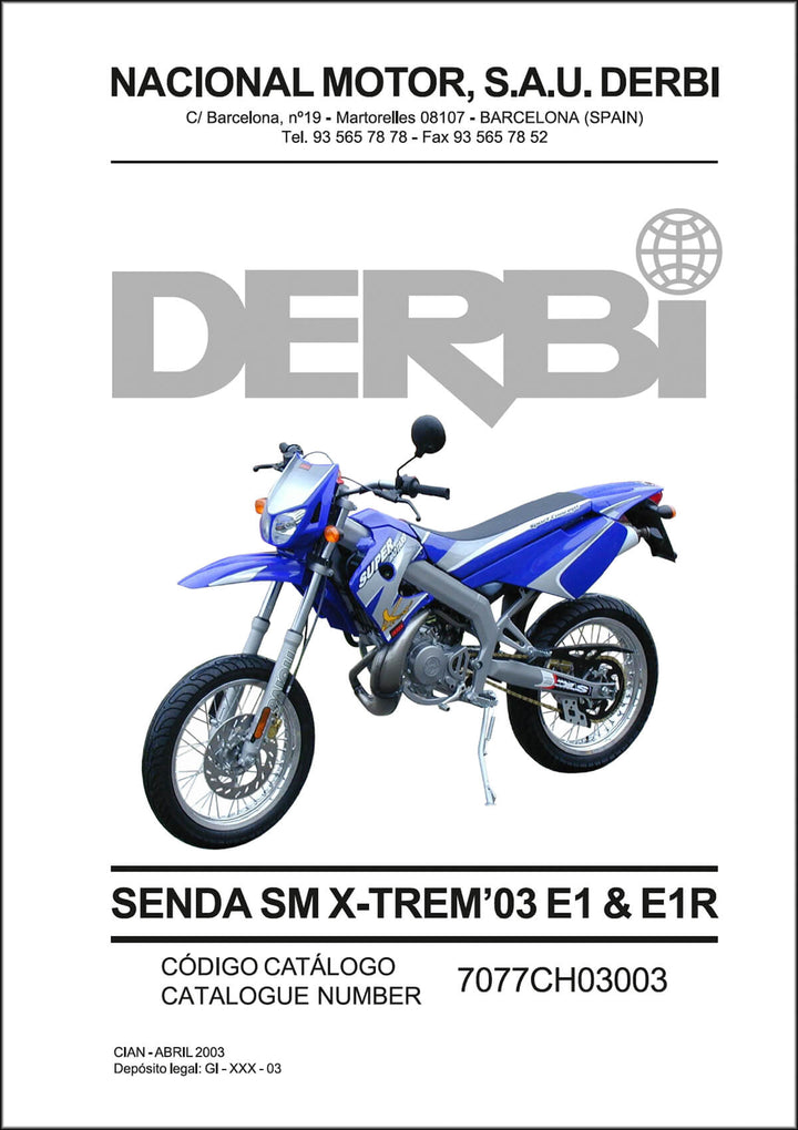 Derbi Senda SM X-TREM 2003 E1 & E1R Ersatzteilkatalog