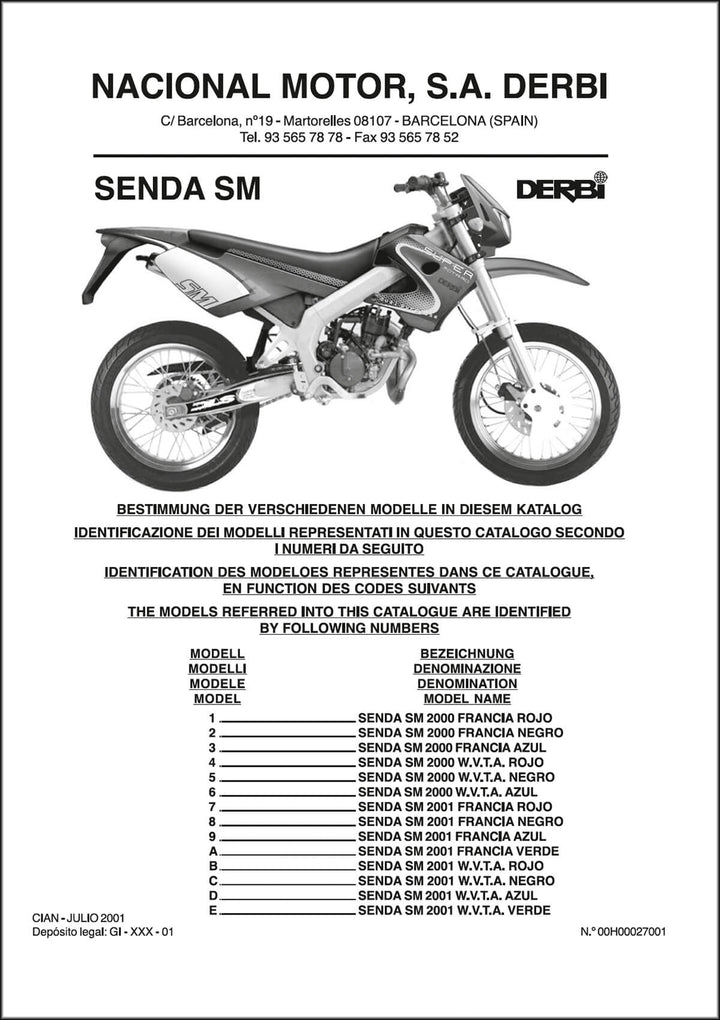 Derbi Senda SM MY2001 Ersatzteilkatalog