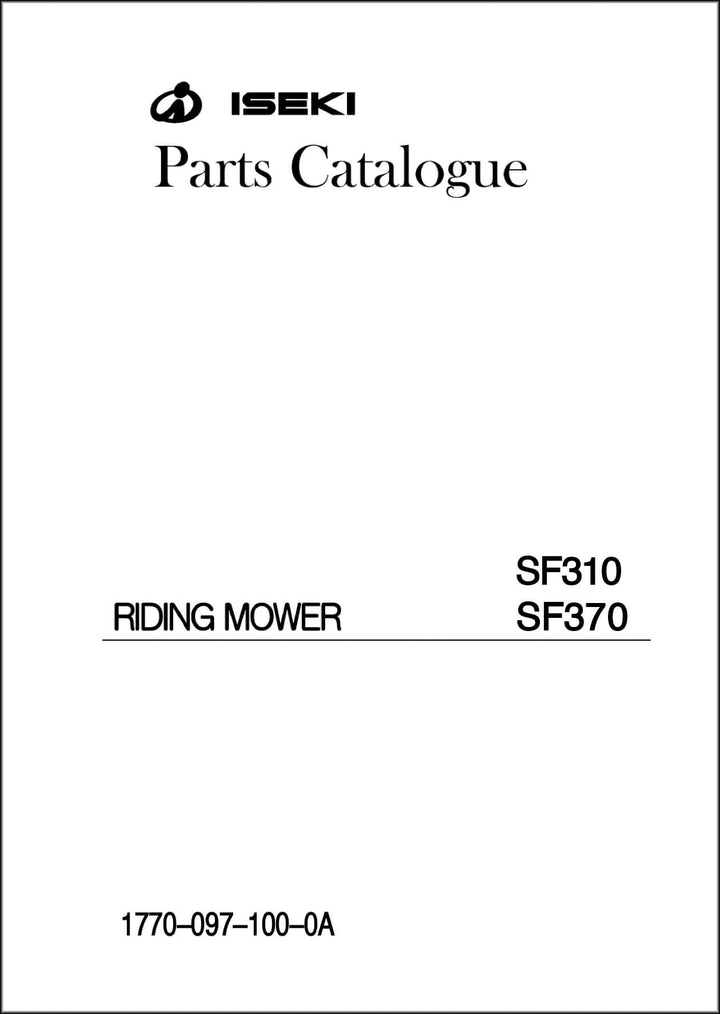 Iseki Traktor SF310 & SF370 Parts Catalogue
