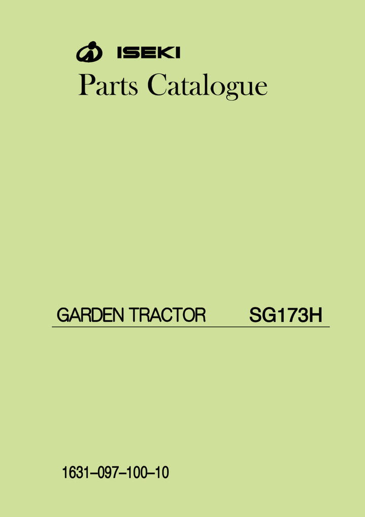 Iseki Traktor SG173H Parts Catalogue