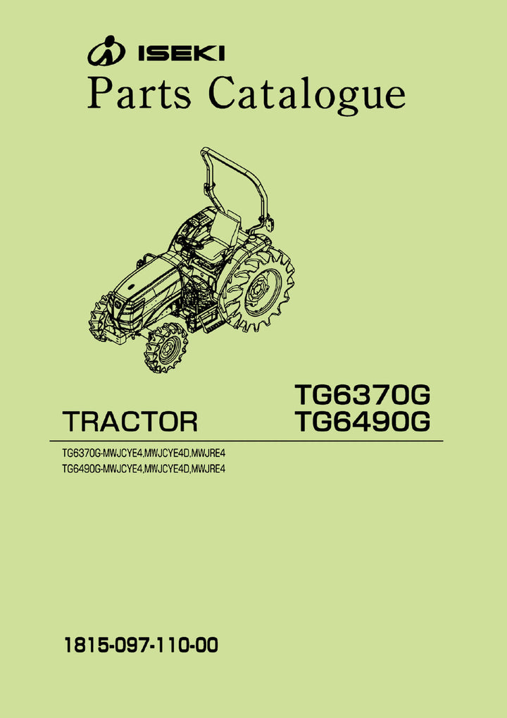 Iseki Traktor TG6370G & TG6490G Parts Catalogue