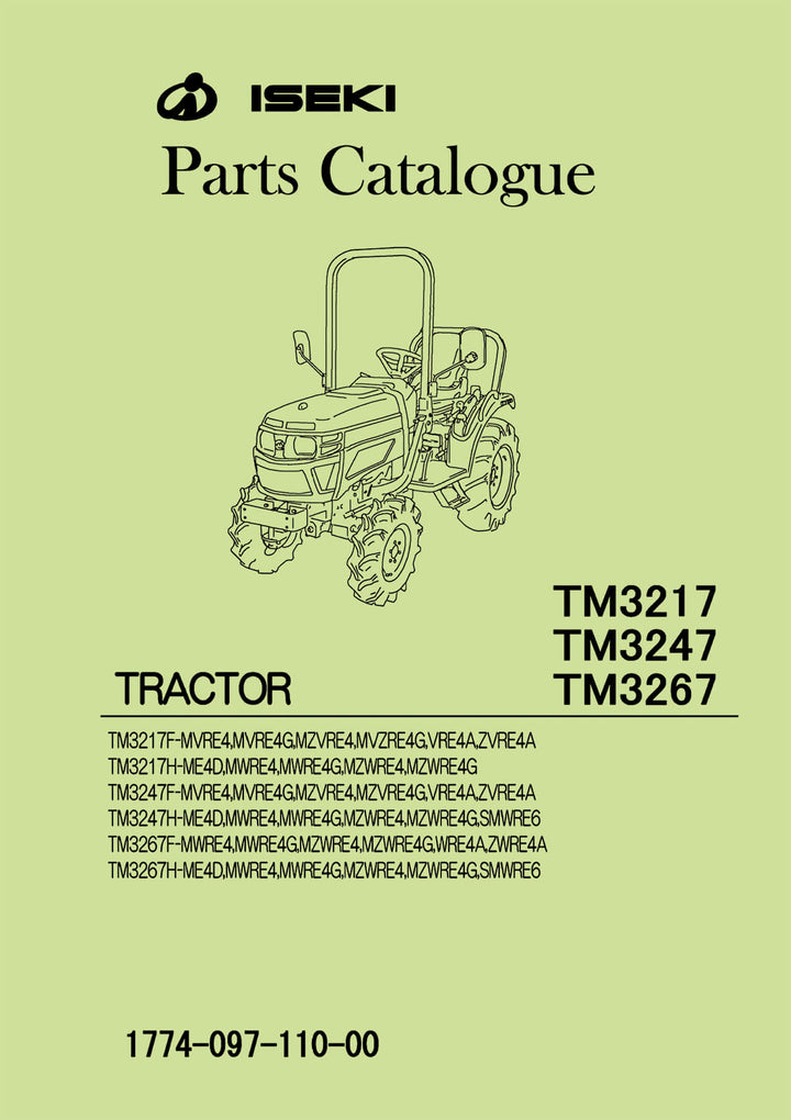 Iseki Traktor TM3217 TM3247 TM3267 Parts Catalogue