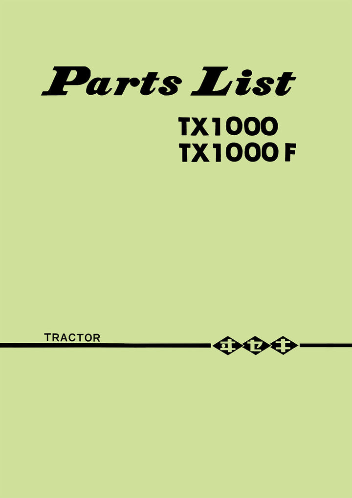 Iseki Traktor TX1000 & TX1000F Parts Catalogue