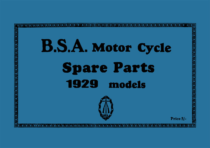 BSA Motor Cycle Spare Parts & Replacement Parts 1929