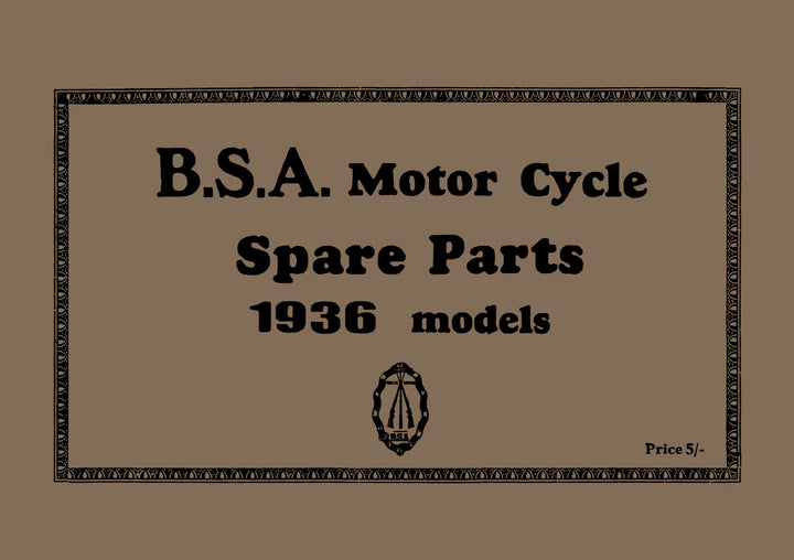 BSA Motor Cycle Spare Parts & Replacement Parts 1936