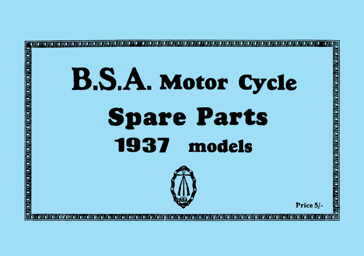 BSA Motor Cycle Spare Parts & Replacement Parts 1937