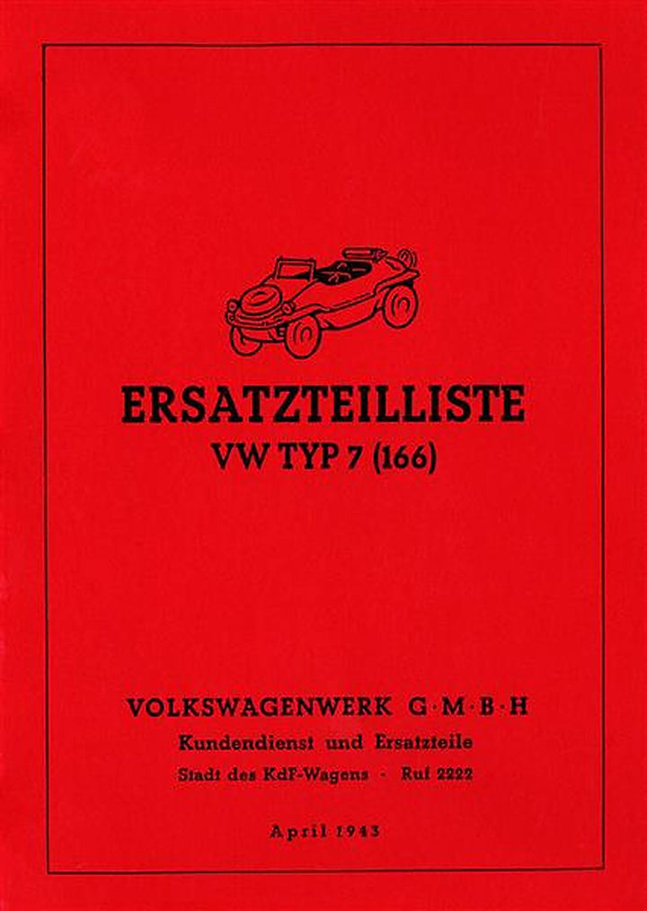 VW Typ 7 (166) Schwimmwagen Ersatzteilkatalog, Buchcover
