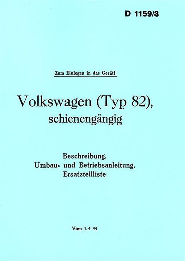 VW Typ 82 Bedienungsanleitung und Ersatzteilliste, Buchcover