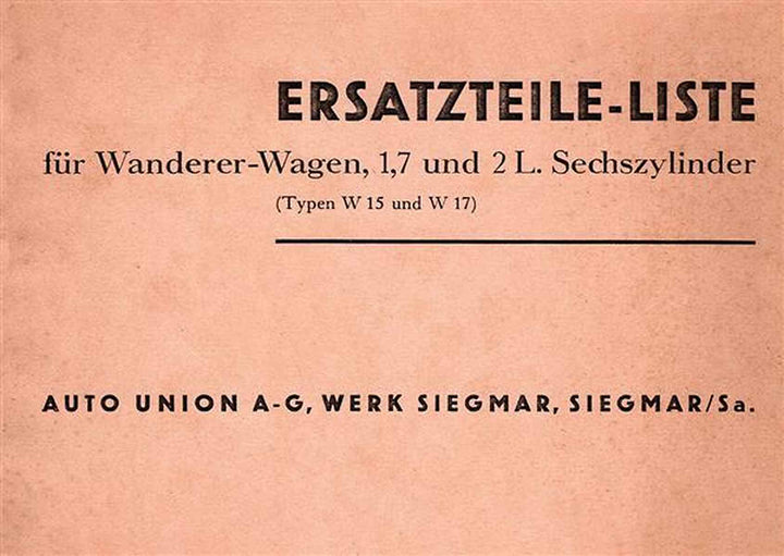 Wanderer W 15 /W 17 Ersatzteilkatalog, Buchcover