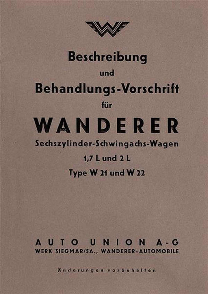 Wanderer W21 und W22 Bedienungsanleitung, Buchcover