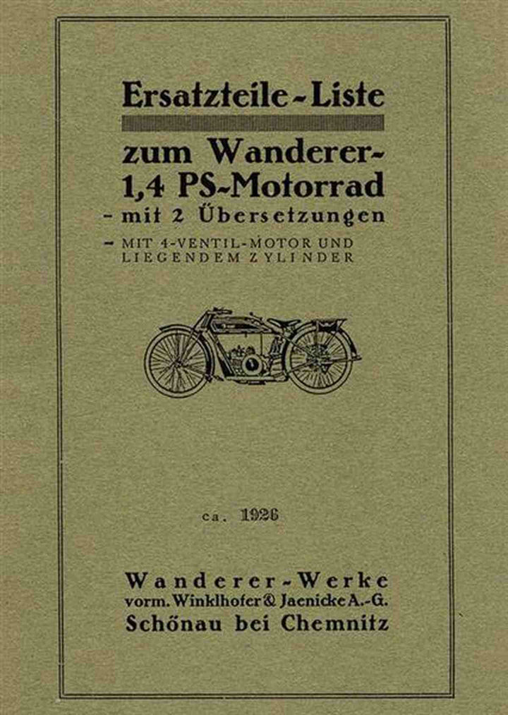 Wanderer 1,4 PS - 1-Zylinder Ersatzteilkatalog, Buchcover