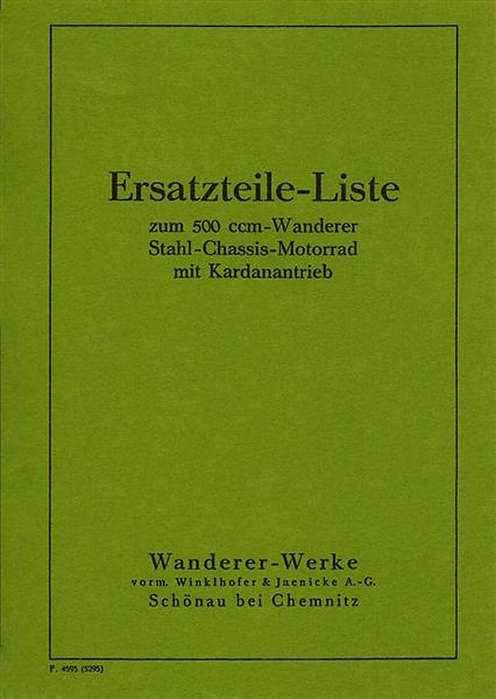 Wanderer 500 Ersatzteilkatalog, Buchcover