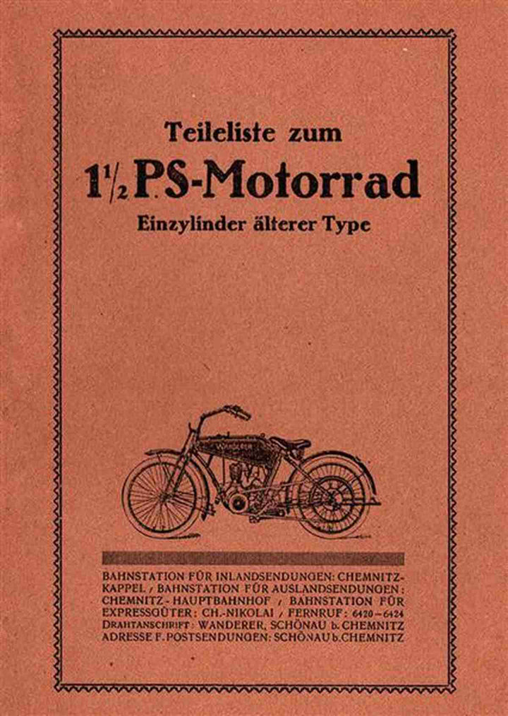 Wanderer 1,5 PS Motorrad Ersatzteilkatalog, Buchcover