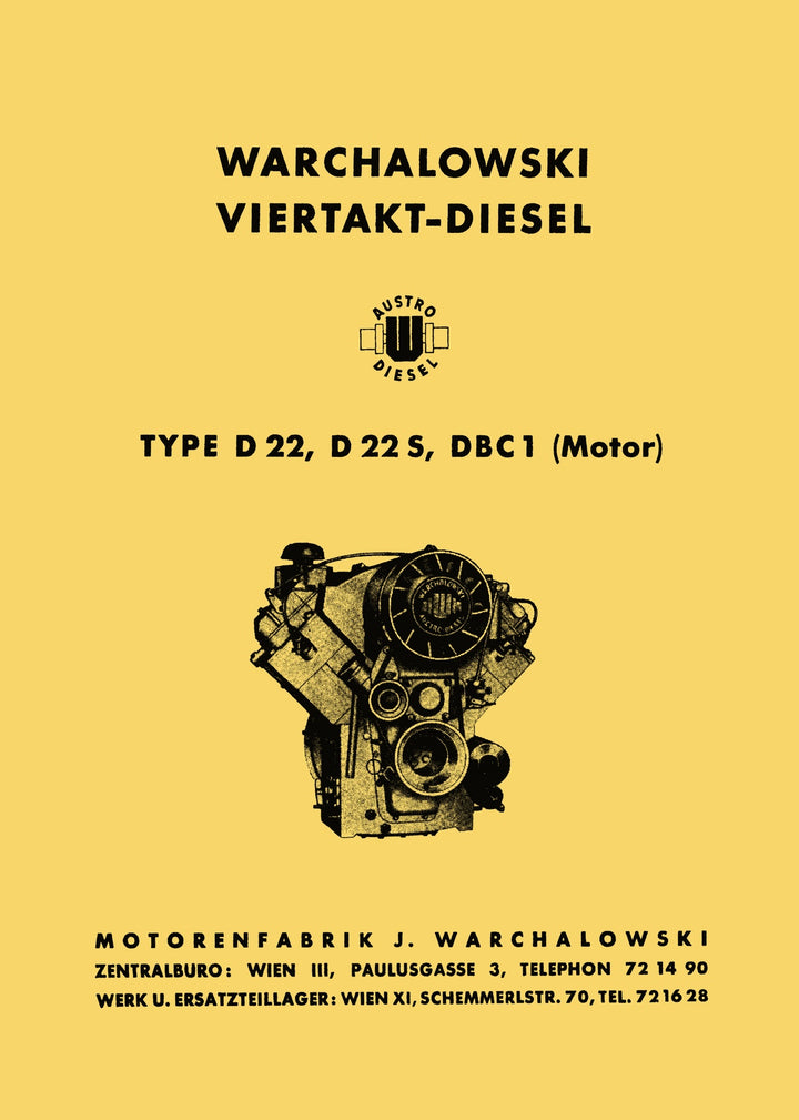 Warchalowski D22, D22S, DBC1 Betriebsanleitung und Ersatzteilkatalog, Buchcover