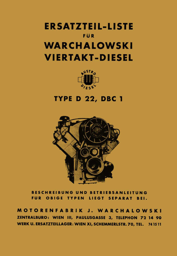 Warchalowski D22, DBC1 Betriebsanleitung und Ersatzteilkatalog, Buchcover