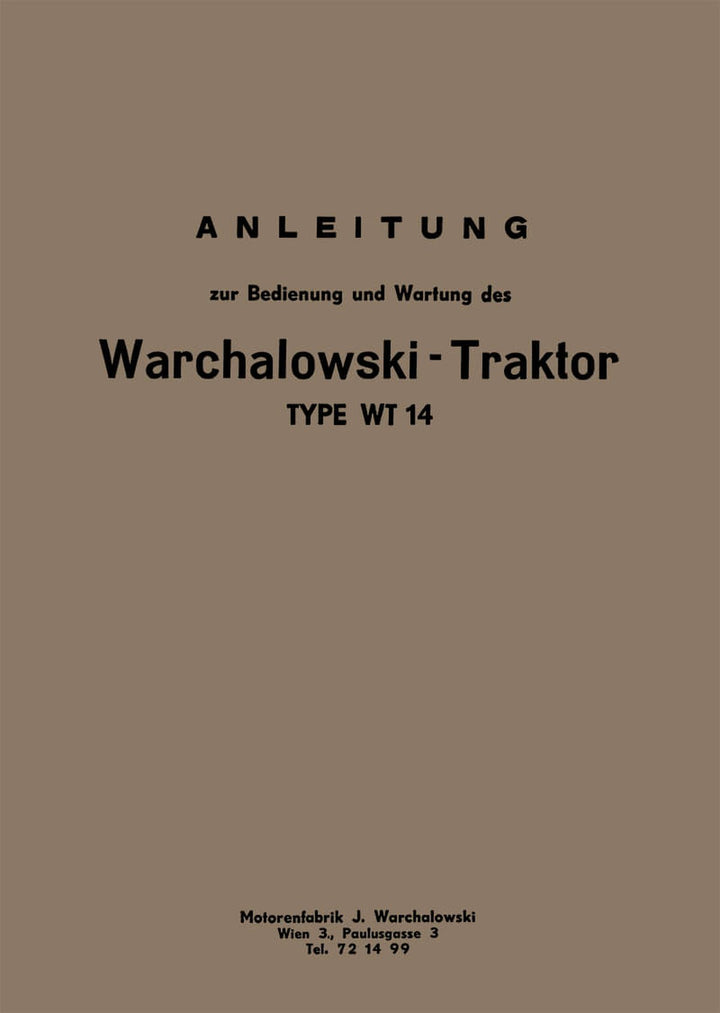 Warchalowski WT14 Betriebsanleitung und Ersatzteilkatalog, Buchcover