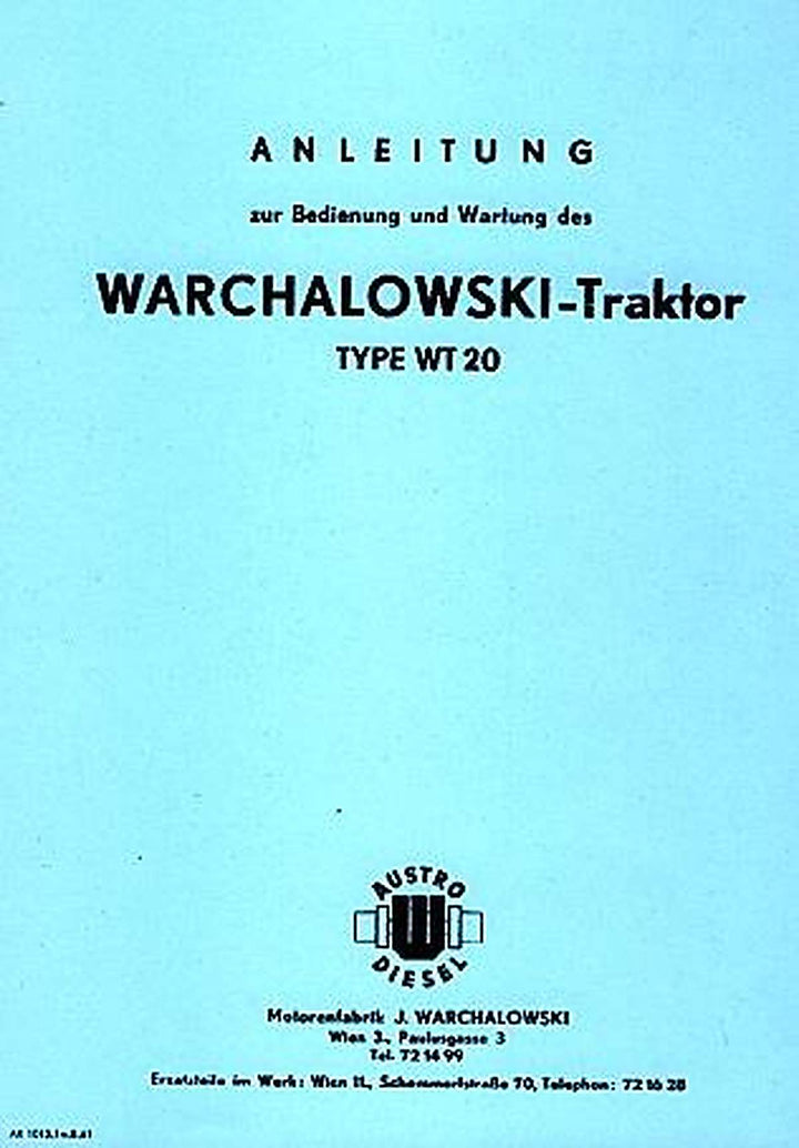 Warchalowski WT20 Betriebsanleitung und Ersatzteilkatalog, Buchcover