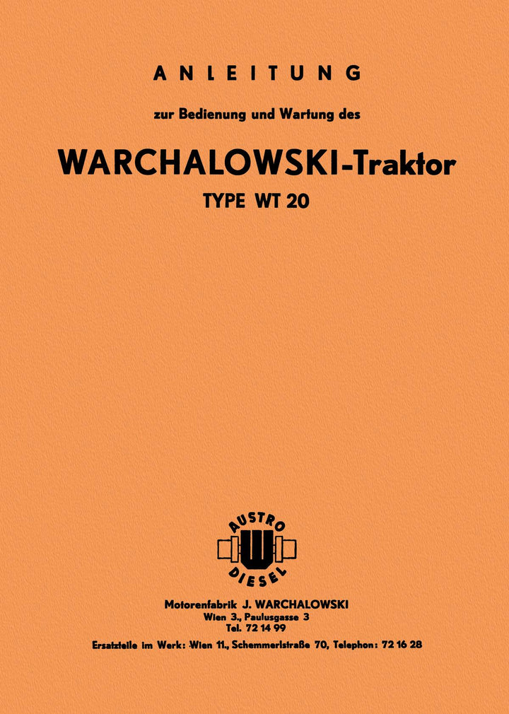 Warchalowski WT20 Betriebsanleitung und Ersatzteilkatalog, Buchcover
