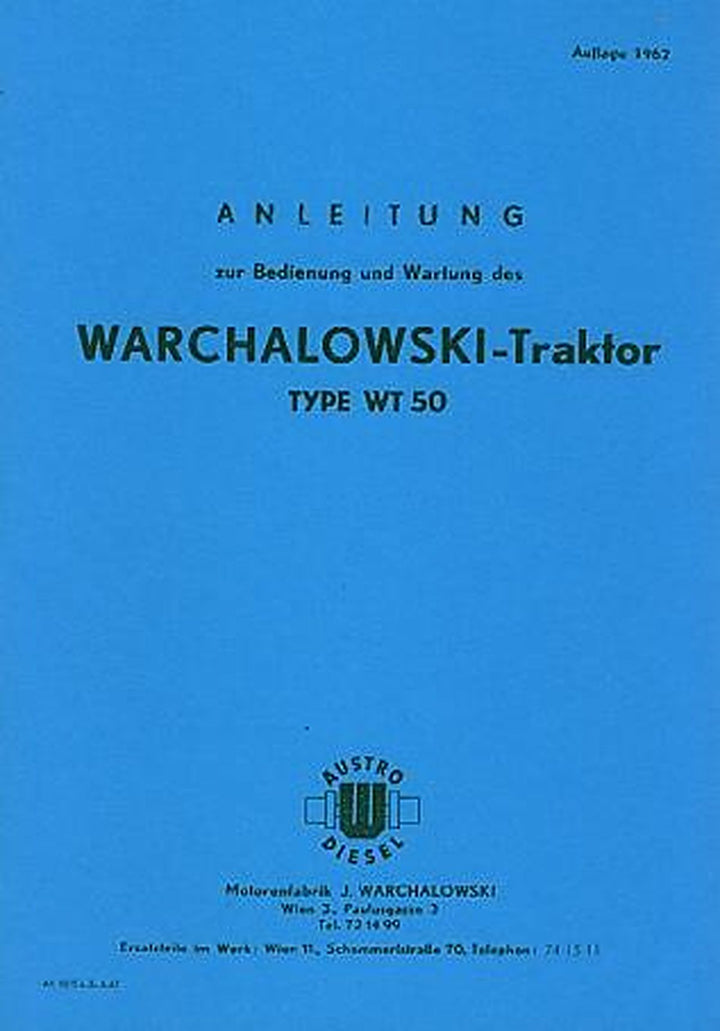 Warchalowski WT50 Betriebsanleitung und Ersatzteilkatalog, Buchcover
