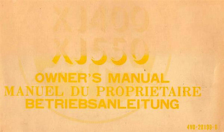 Yamaha XJ 400 und XJ 550, Betriebsanleitung, Buchcover
