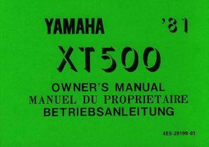 Yamaha XT500 Betriebsanleitung, Buchcover