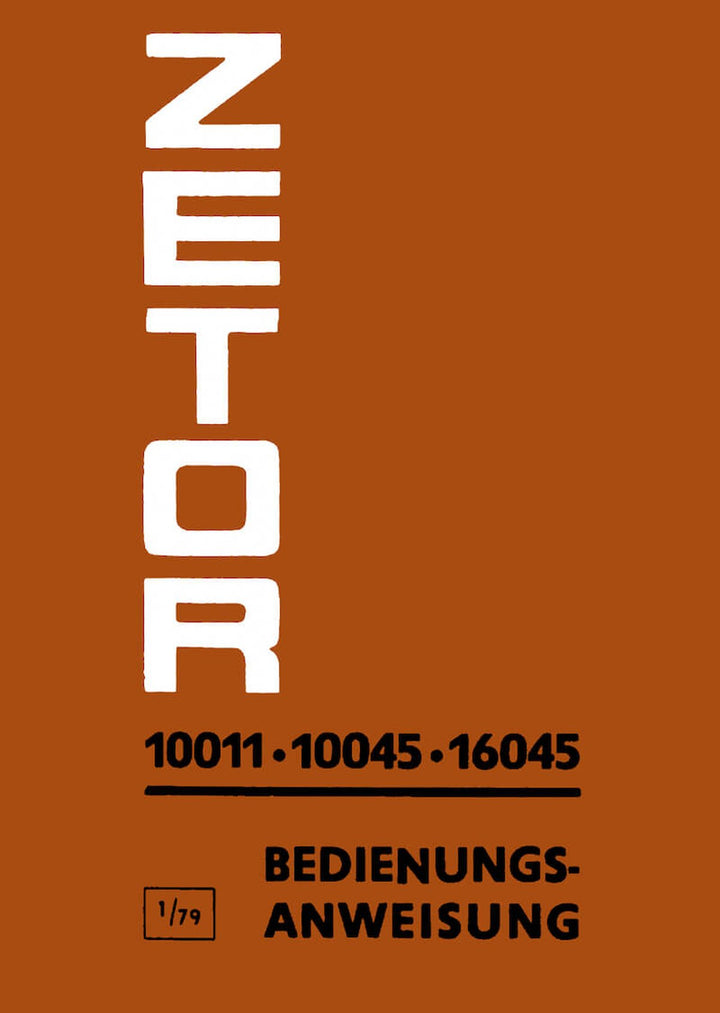 Zetor 10011, 10045, 16045 Bedienungsanweisung, Buchcover