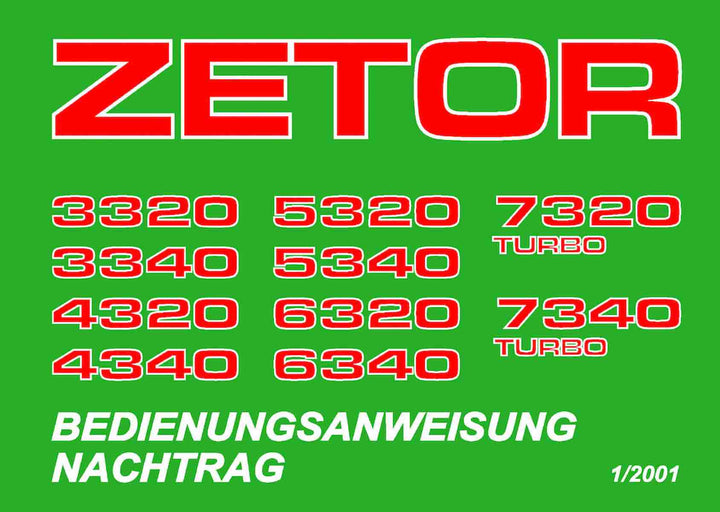 Zetor 3320, 3340, 4320, 4340, 5320, 5340, 6320, 6340, 7320, 7340 Bedienungsanweisung, Buchcover