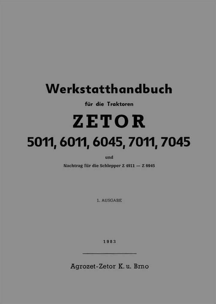 Zetor 5011, 6011, 6045, 7011, 7045 Werkstatthandbuch, Buchcover