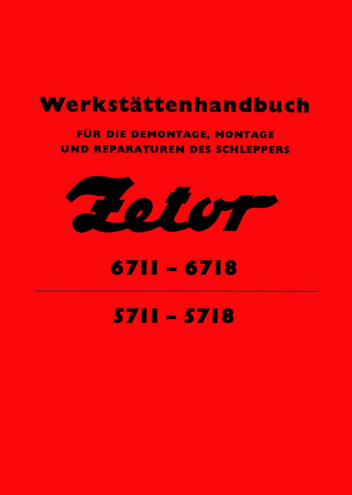 Zetor 5711, 5718, 6711, 6718 Werkstatthandbuch, Buchcover