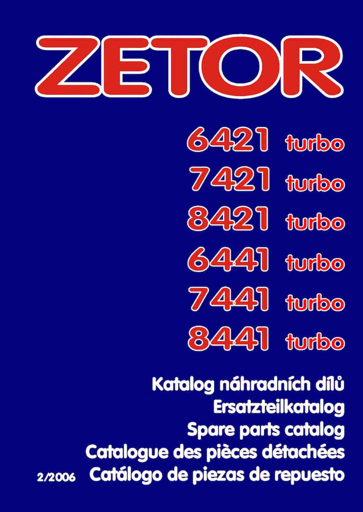 Zetor 6421, 7421, 8421, 6441, 7441, 8441 Turbo Ersatzteilkatalog, Buchcover
