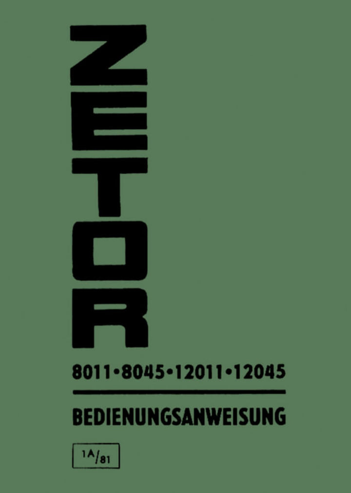 Zetor 8011, 8045, 12011, 12045 Bedienungsanweisung, Buchcover
