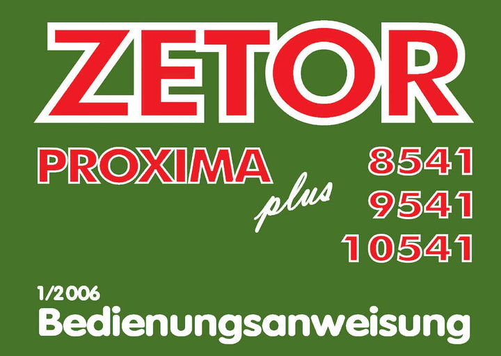 Zetor 8541, 9541, 10541 Proxima Plus Bedienungsanweisung, Buchcover