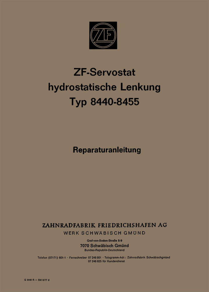 ZF Servostat 8440-8455 Hydrostatische Lenkung Reparaturanleitung, Buchcover